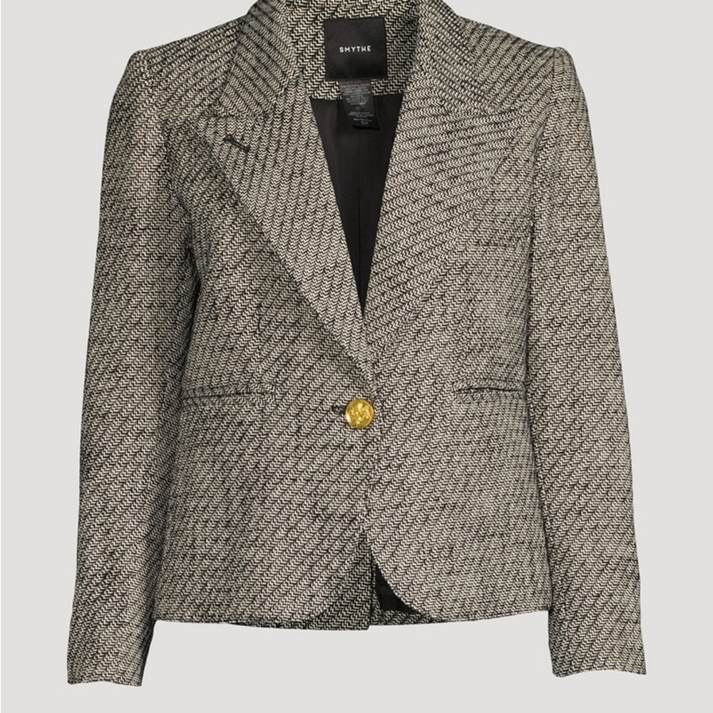 Smythe Shrunken 90s Blazer, Medium,black and white herringbone